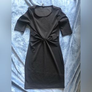 Black Knot Cut-out Dress Short Sleeves